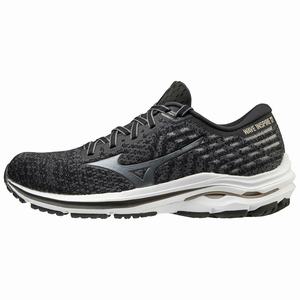 Mizuno Wave Inspire 17 WAVEKNIT Naisten Juoksukengät Mustat / Platina Kultaiset | 078-DATHEJ