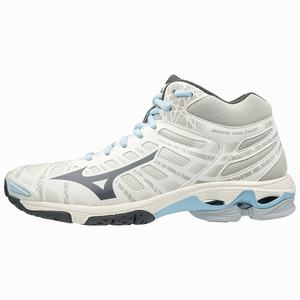 Mizuno Wave Voltage Mid Naisten Lentopallokengät Valkoinen / Harmaat | 806-FEUPAB